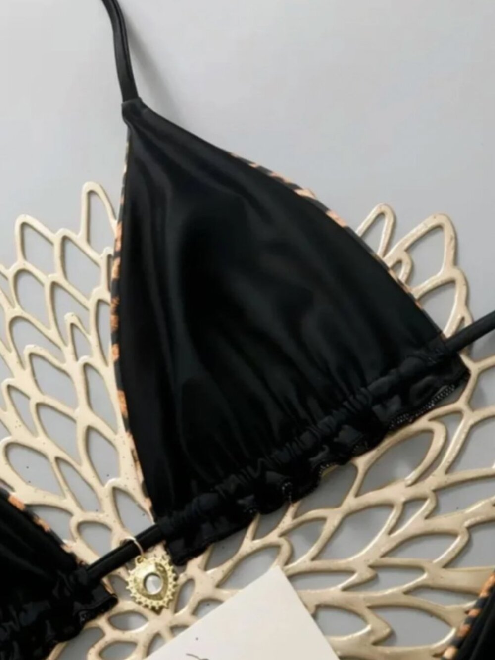 Leopard Print Triangle String Bikini Set - Picture 4 of 5